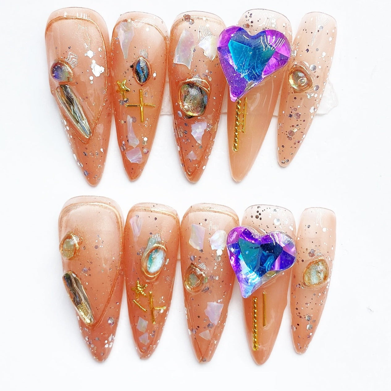 Handmade Nails Press on Nails DIY Nail Art for Woman Girl Nail Design Long Coffin Orange 2023