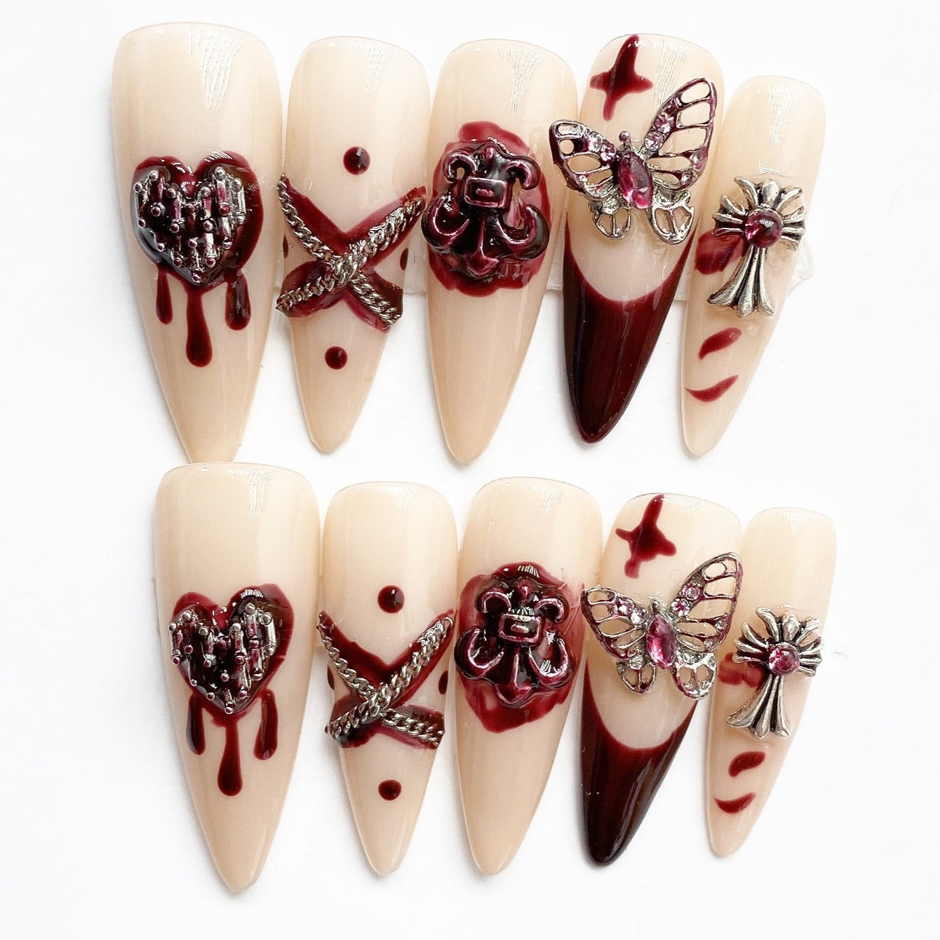 Handmade Nails Press on Nails DIY Nail Art for Woman Girl Nail Design Long Coffin Red 2023