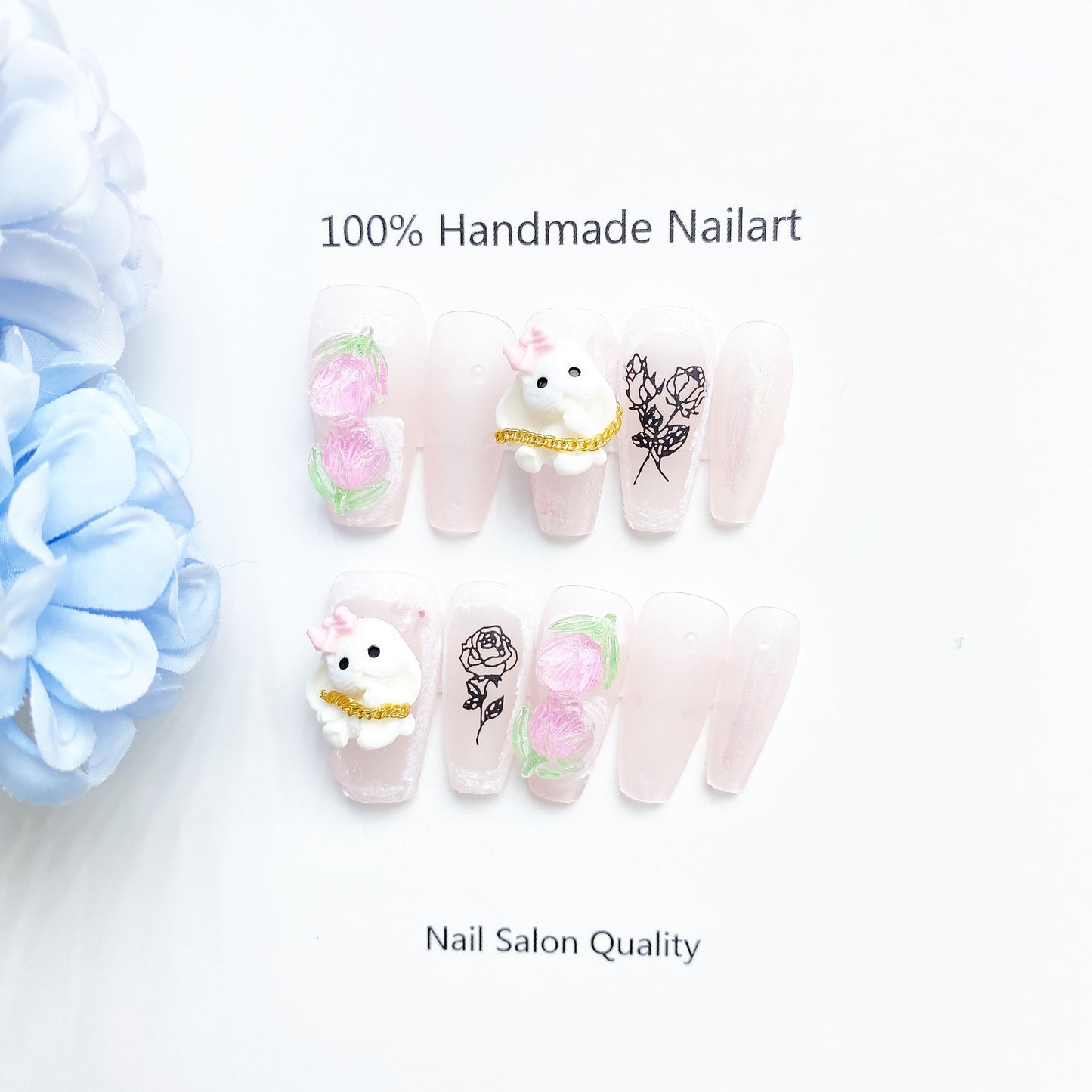 Handmade Nails Press on Nails DIY Nail Art for Woman Girl Nail Design Long Coffin Pink 2023