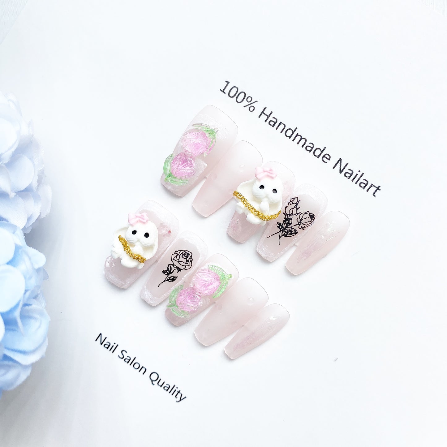 Handmade Nails Press on Nails DIY Nail Art for Woman Girl Nail Design Long Coffin Pink 2023