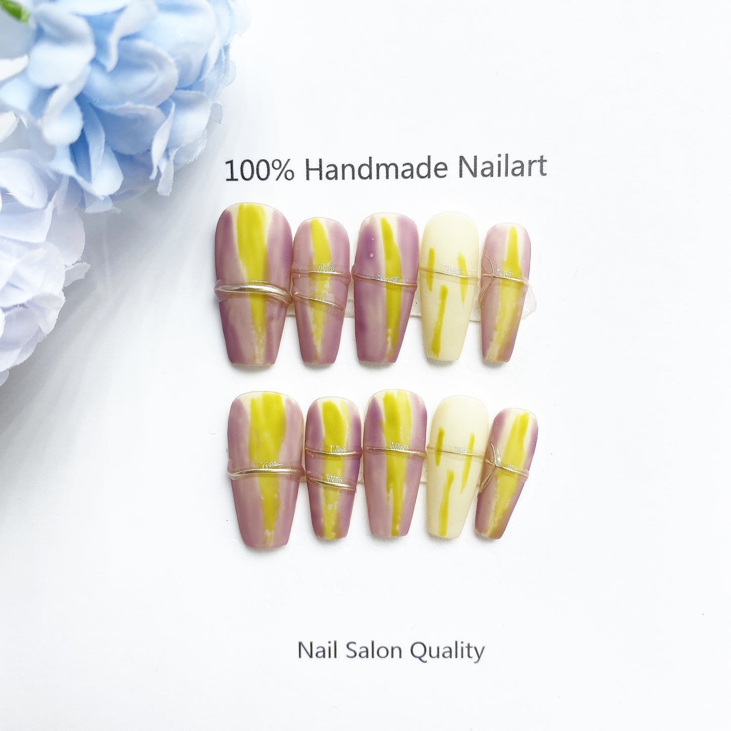 Handmade Nails Press on Nails DIY Nail Art for Woman Girl Nail Design Long Coffin Rose Yellow 2023