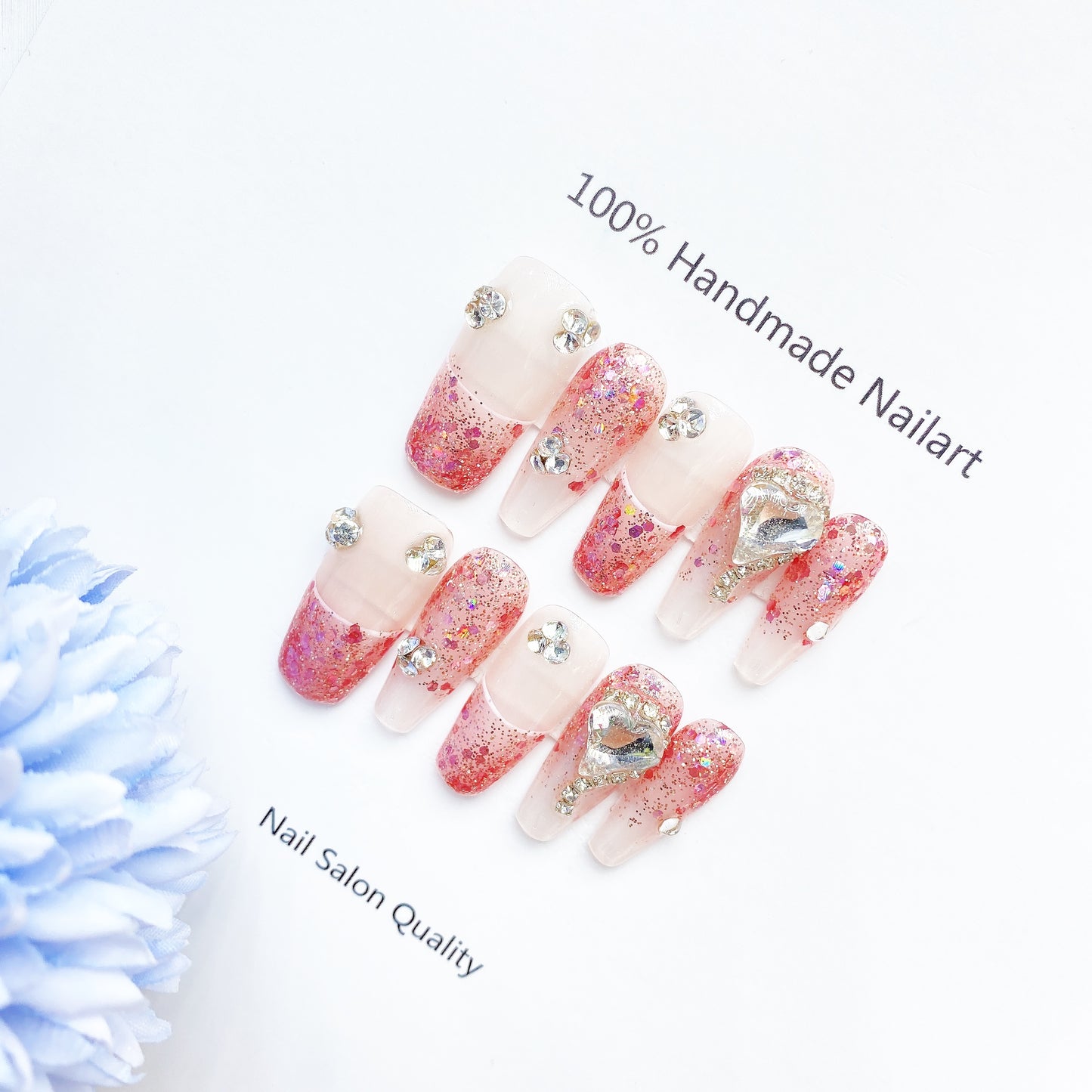 Handmade Nails Press on Nails DIY Nail Art for Woman Girl Nail Design Long Coffin Pink 2023