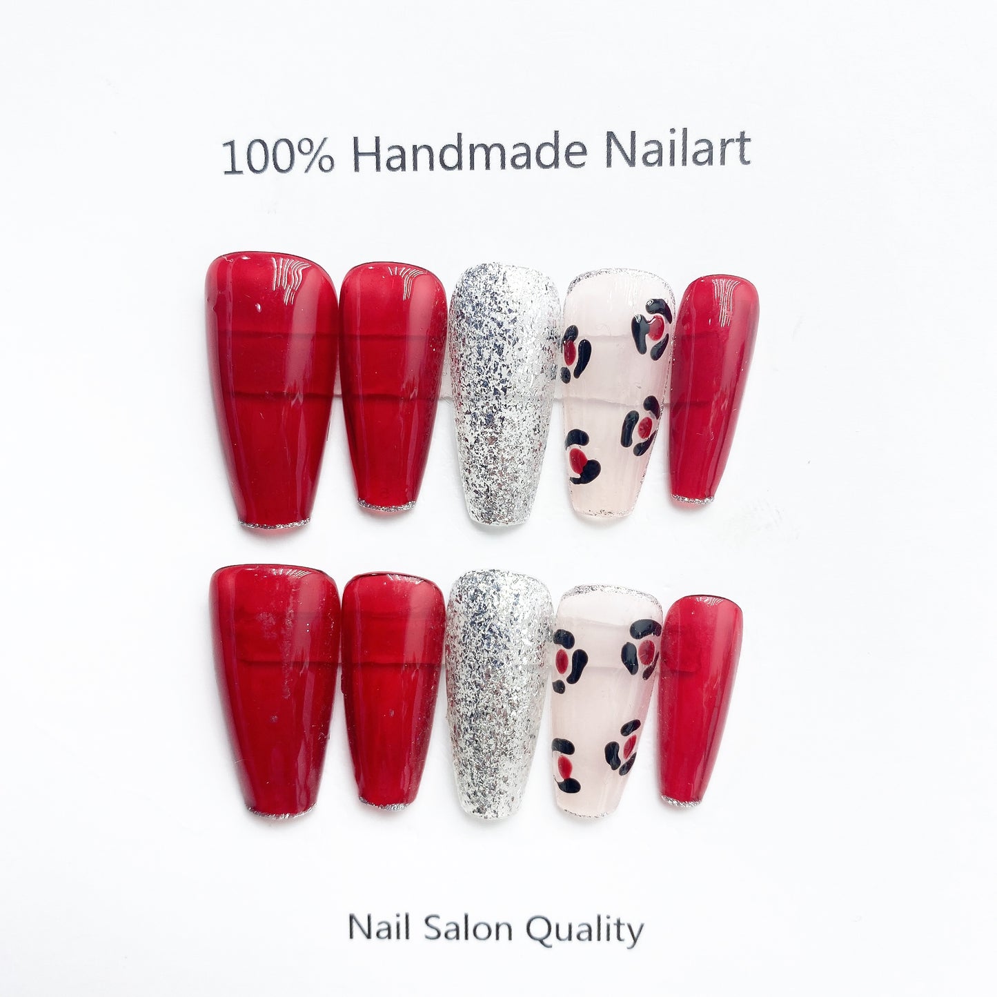 Handmade Nails Press on Nails DIY Nail Art for Woman Girl Nail Design Long Coffin Red 2023