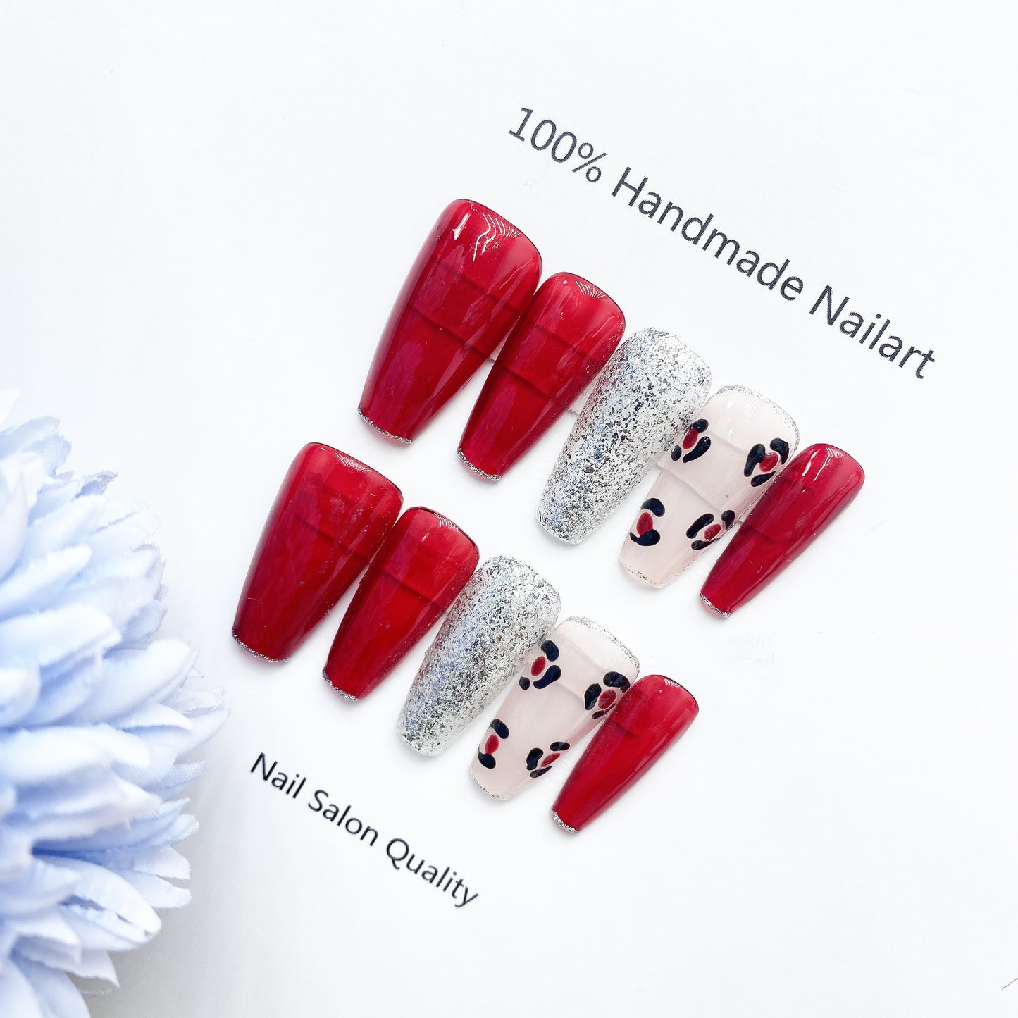 Handmade Nails Press on Nails DIY Nail Art for Woman Girl Nail Design Long Coffin Red 2023