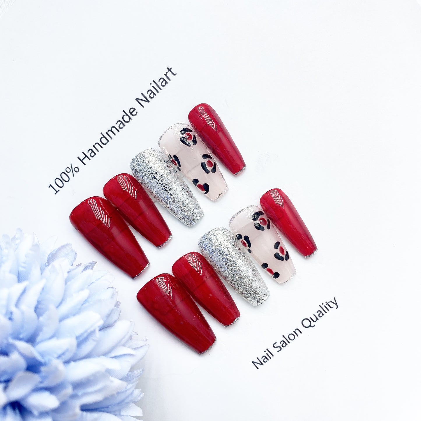 Handmade Nails Press on Nails DIY Nail Art for Woman Girl Nail Design Long Coffin Red 2023