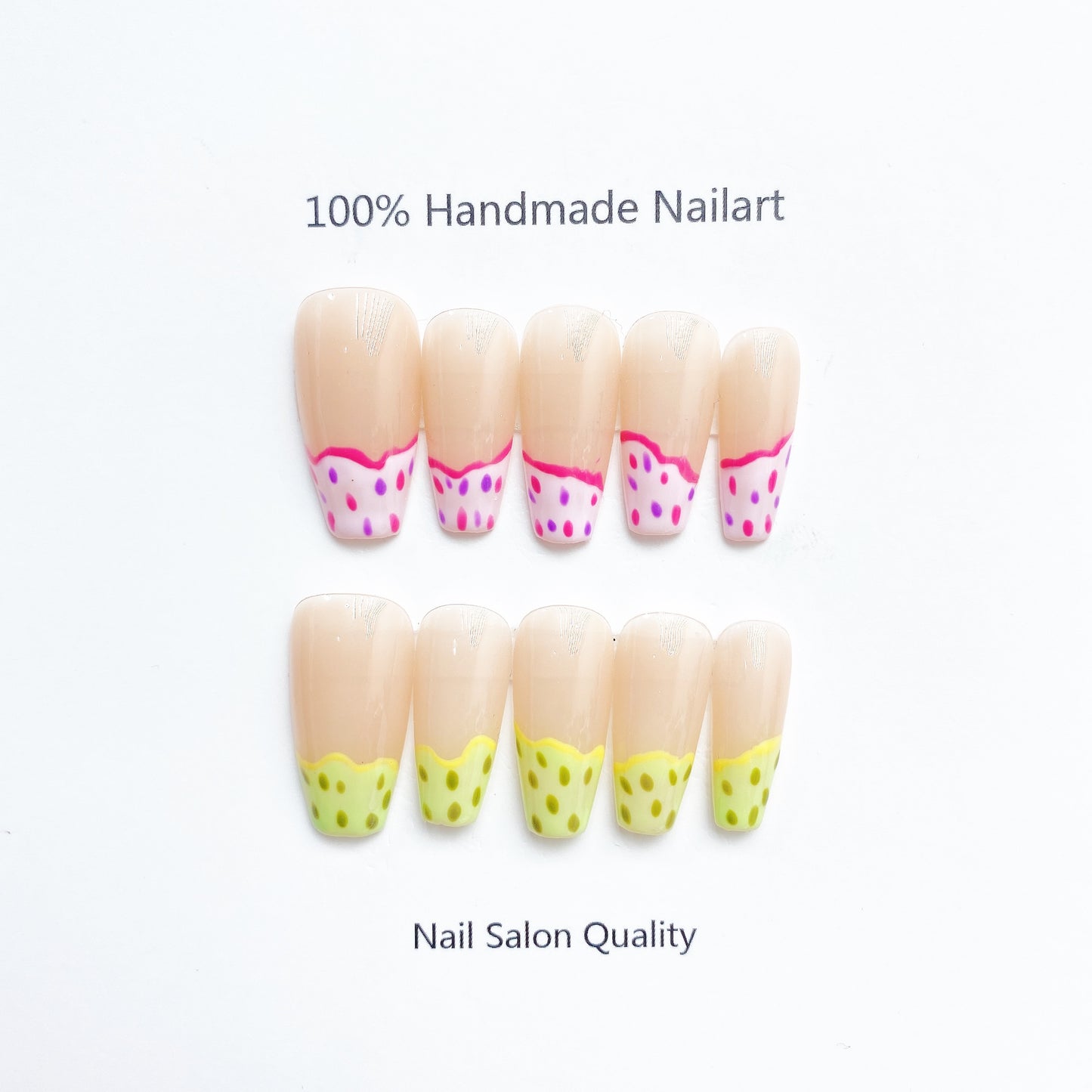 Handmade Nails Press on Nails DIY Nail Art for Woman Girl Nail Design Long Coffin Light Pink 2023