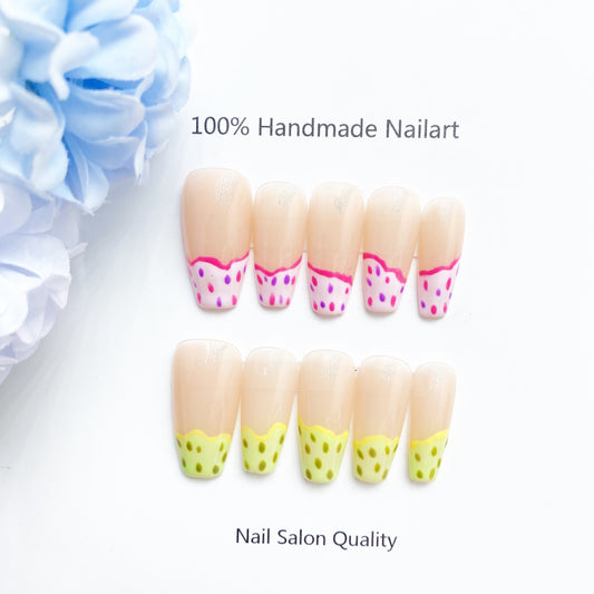 Handmade Nails Press on Nails DIY Nail Art for Woman Girl Nail Design Long Coffin Light Pink 2023