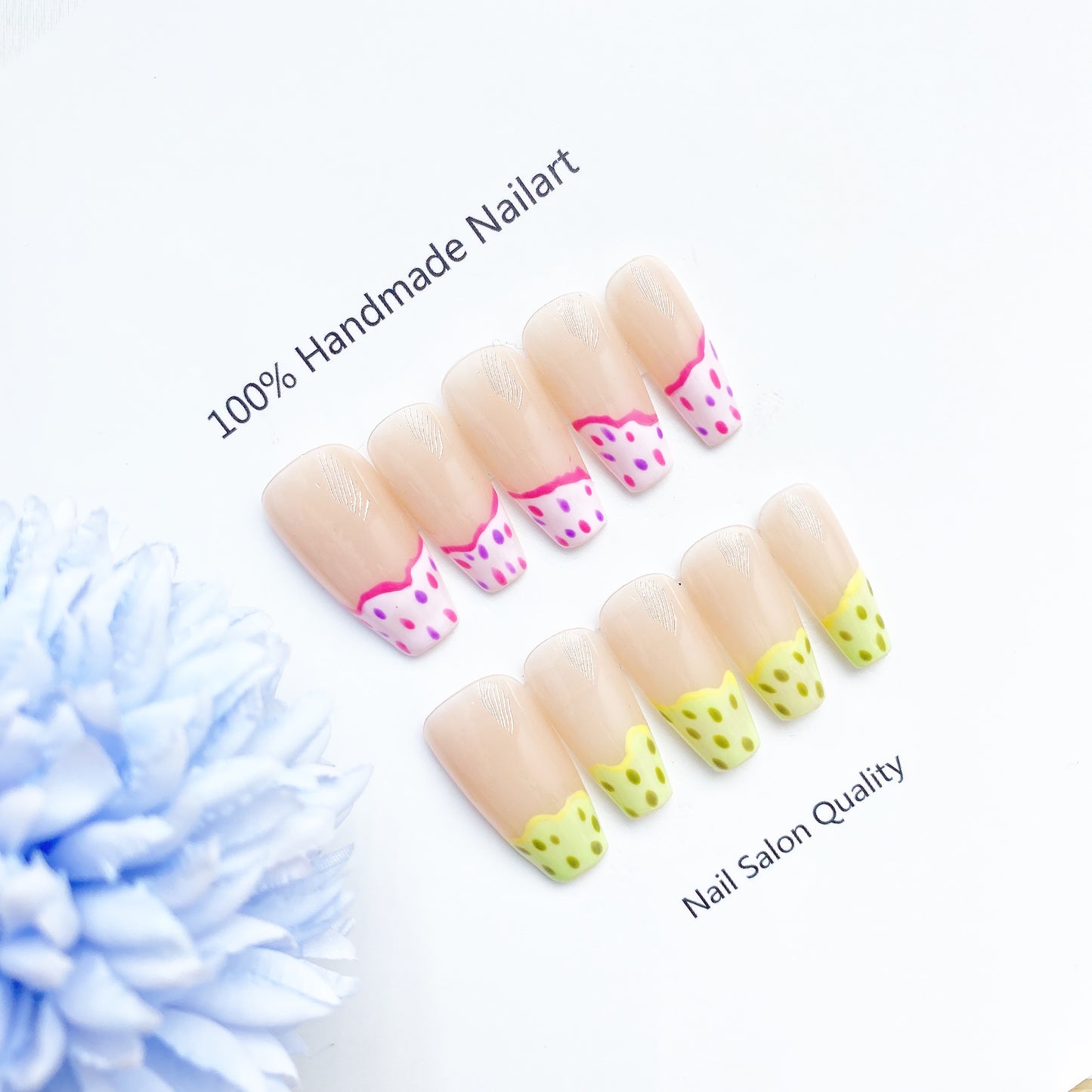 Handmade Nails Press on Nails DIY Nail Art for Woman Girl Nail Design Long Coffin Light Pink 2023