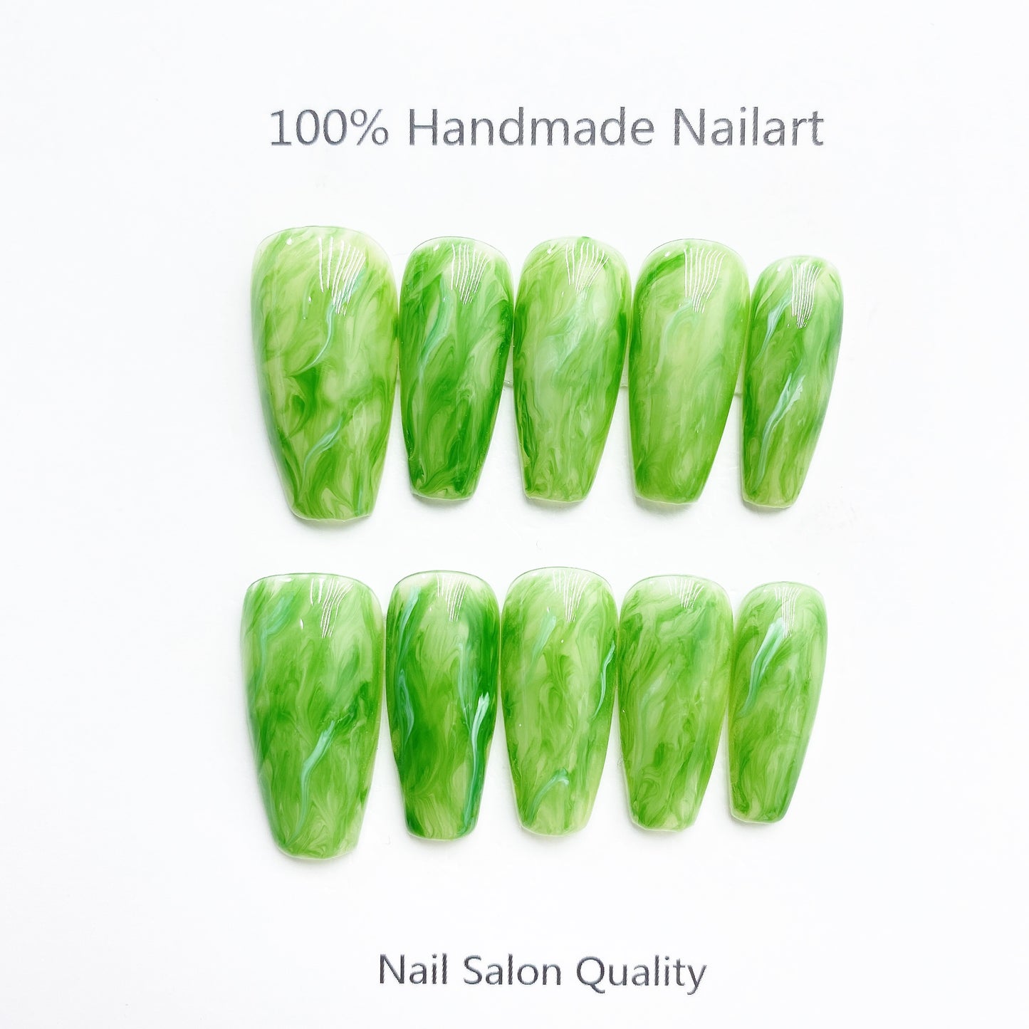 Handmade Nails Press on Nails DIY Nail Art for Woman Girl Nail Design Long Coffin Green 2023