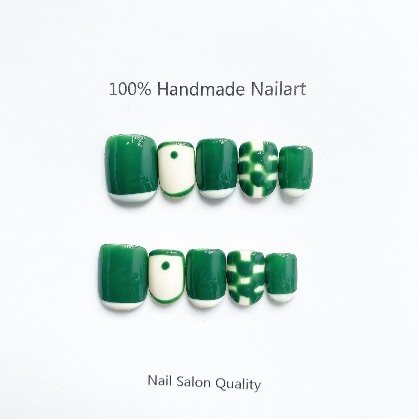 Handmade Nails Press on Nails DIY Nail Art for Woman Girl Nail Design Long Coffin Green 2023