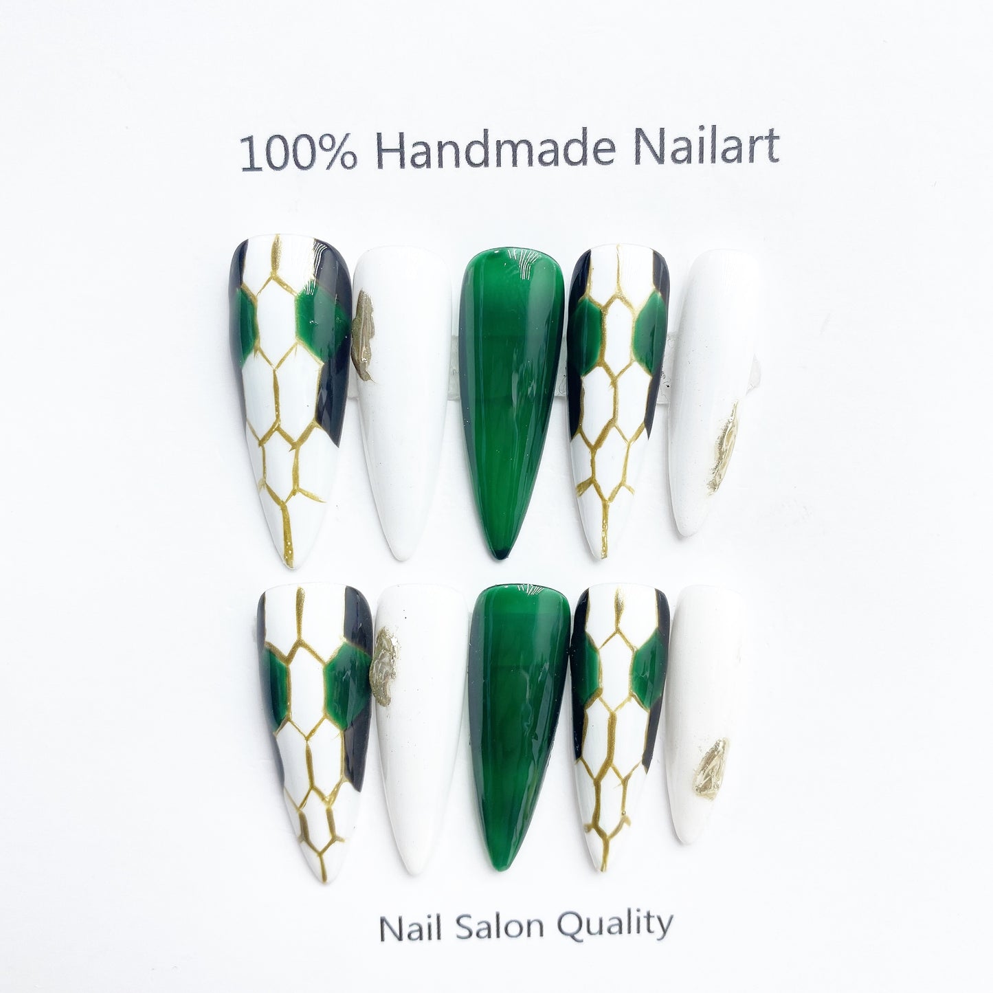 Handmade Nails Press on Nails DIY Nail Art for Woman Girl Nail Design Long Coffin Green 2023