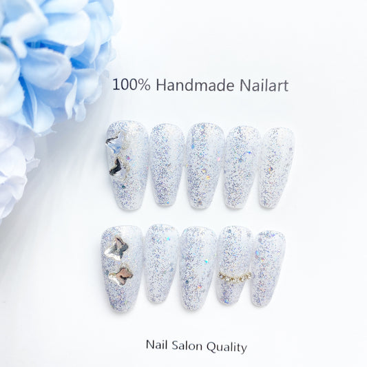 Handmade Nails Press on Nails DIY Nail Art for Woman Girl Nail Design Long Coffin Glitter 2023