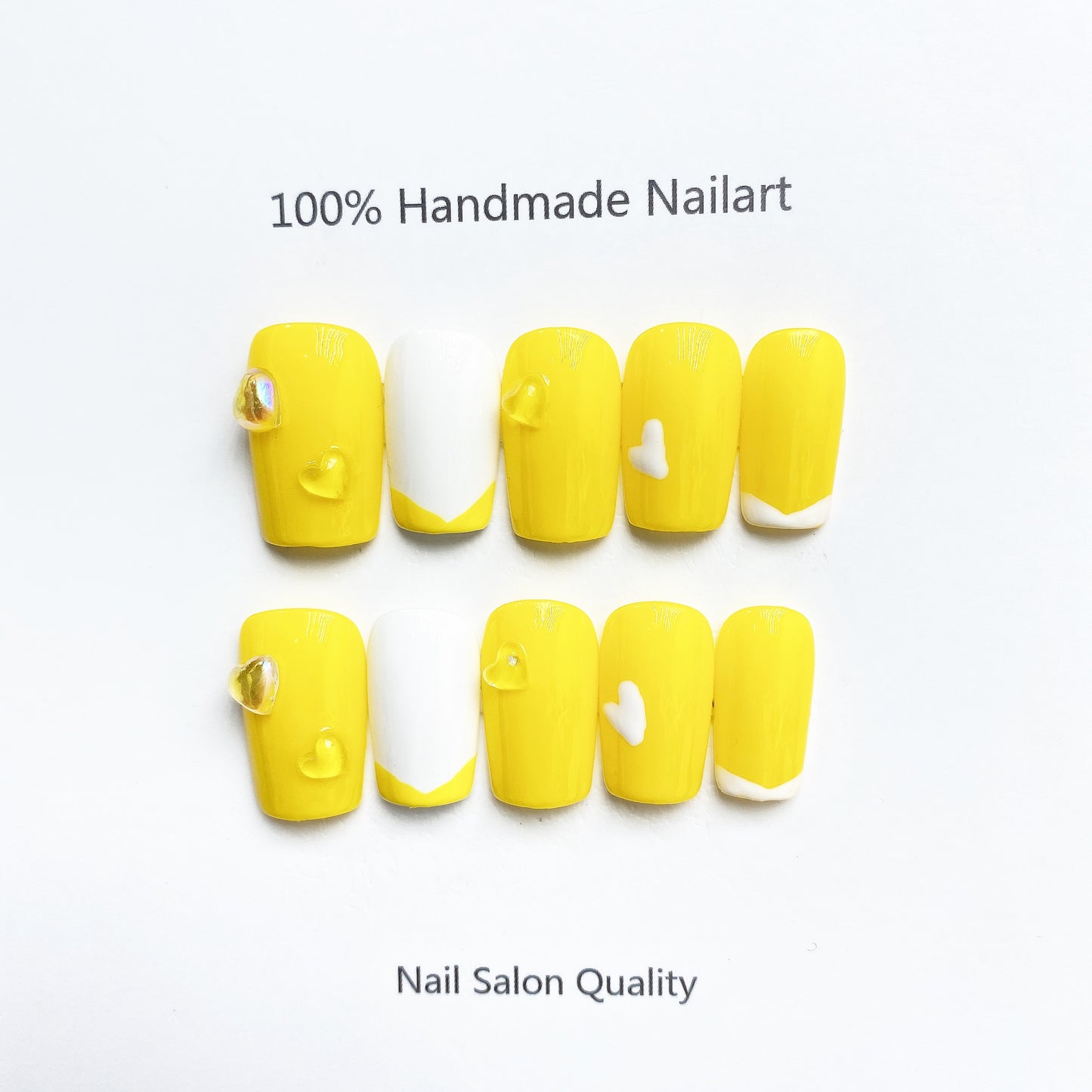 Handmade Nails Press on Nails DIY Nail Art for Woman Girl Nail Design Long Coffin Yellow 2023