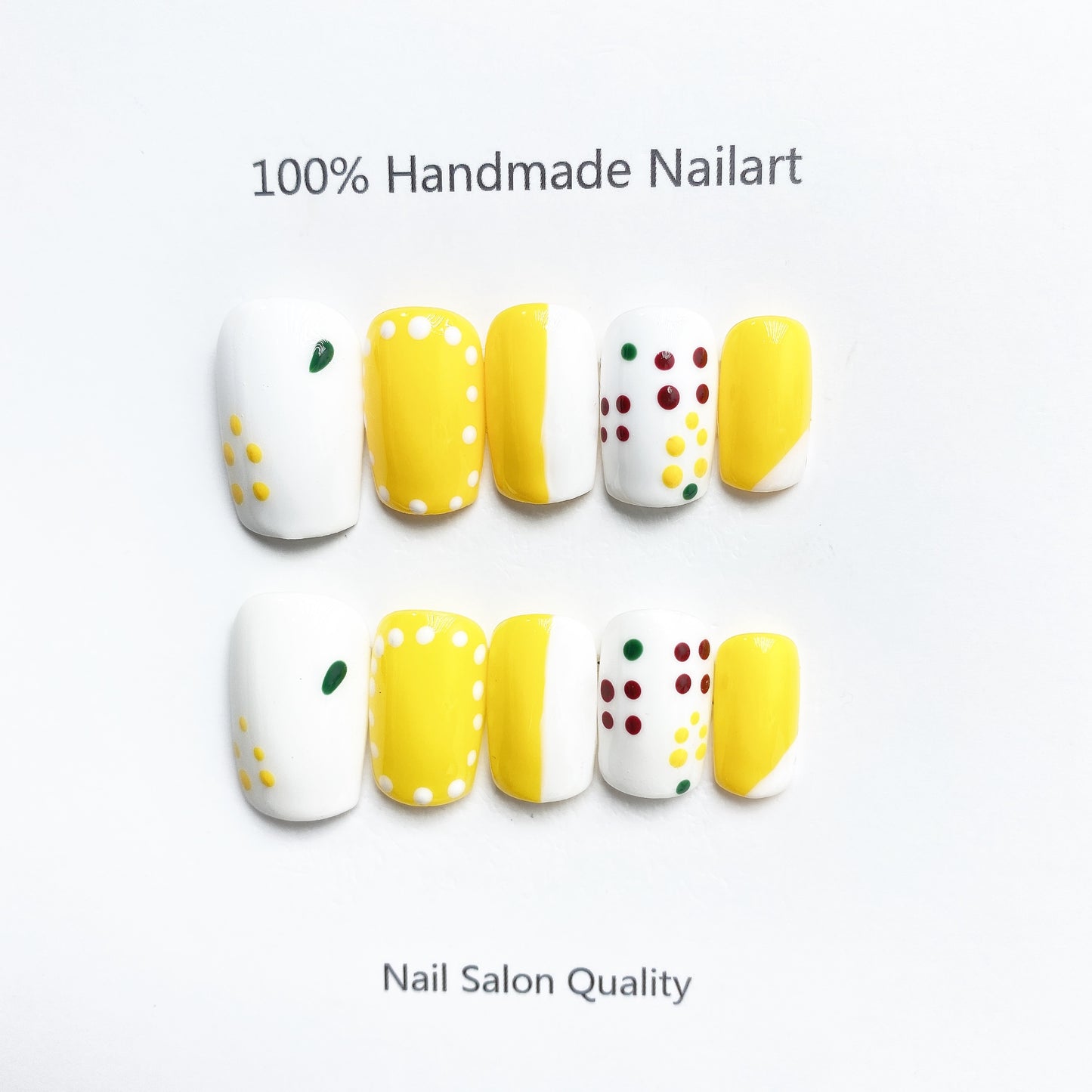 Handmade Nails Press on Nails DIY Nail Art for Woman Girl Nail Design Long Coffin Yellow  2023