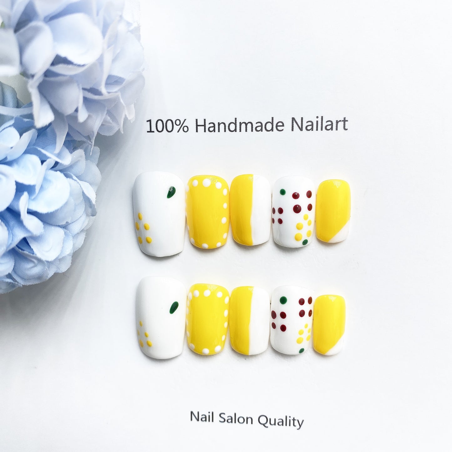 Handmade Nails Press on Nails DIY Nail Art for Woman Girl Nail Design Long Coffin Yellow  2023