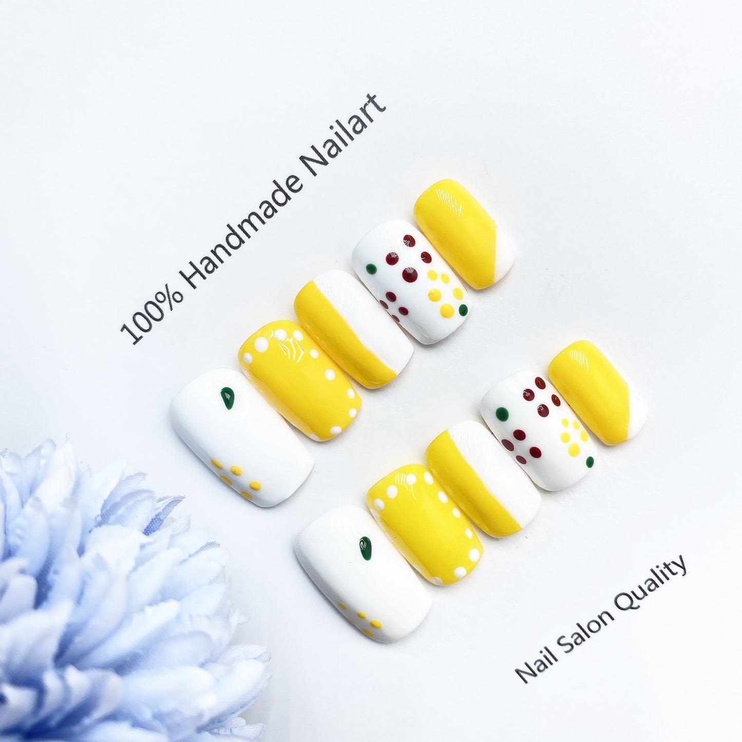 Handmade Nails Press on Nails DIY Nail Art for Woman Girl Nail Design Long Coffin Yellow  2023