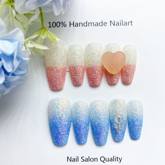 Handmade Nails Press on Nails DIY Nail Art for Woman Girl Nail Design Long Coffin 2023