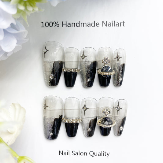 Handmade Nails Press on Nails DIY Nail Art for Woman Girl Nail Design Long Coffin 2023