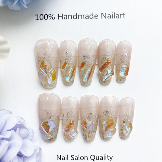 Handmade Nails Press on Nails DIY Nail Art for Woman Girl Nail Design Long Coffin 2023