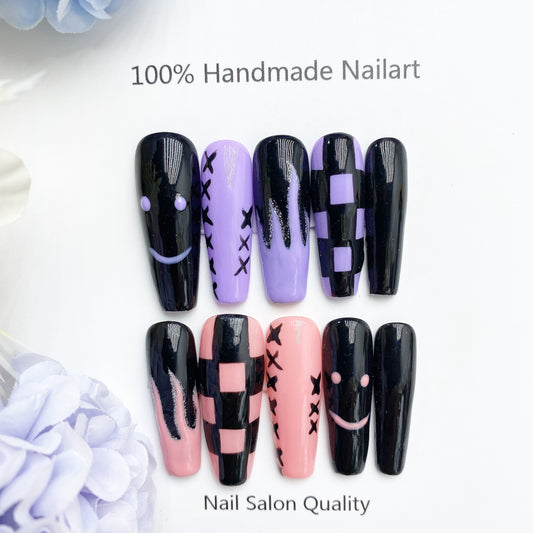 Handmade Nails Press on Nails DIY Nail Art for Woman Girl Nail Design Long Coffin 2023