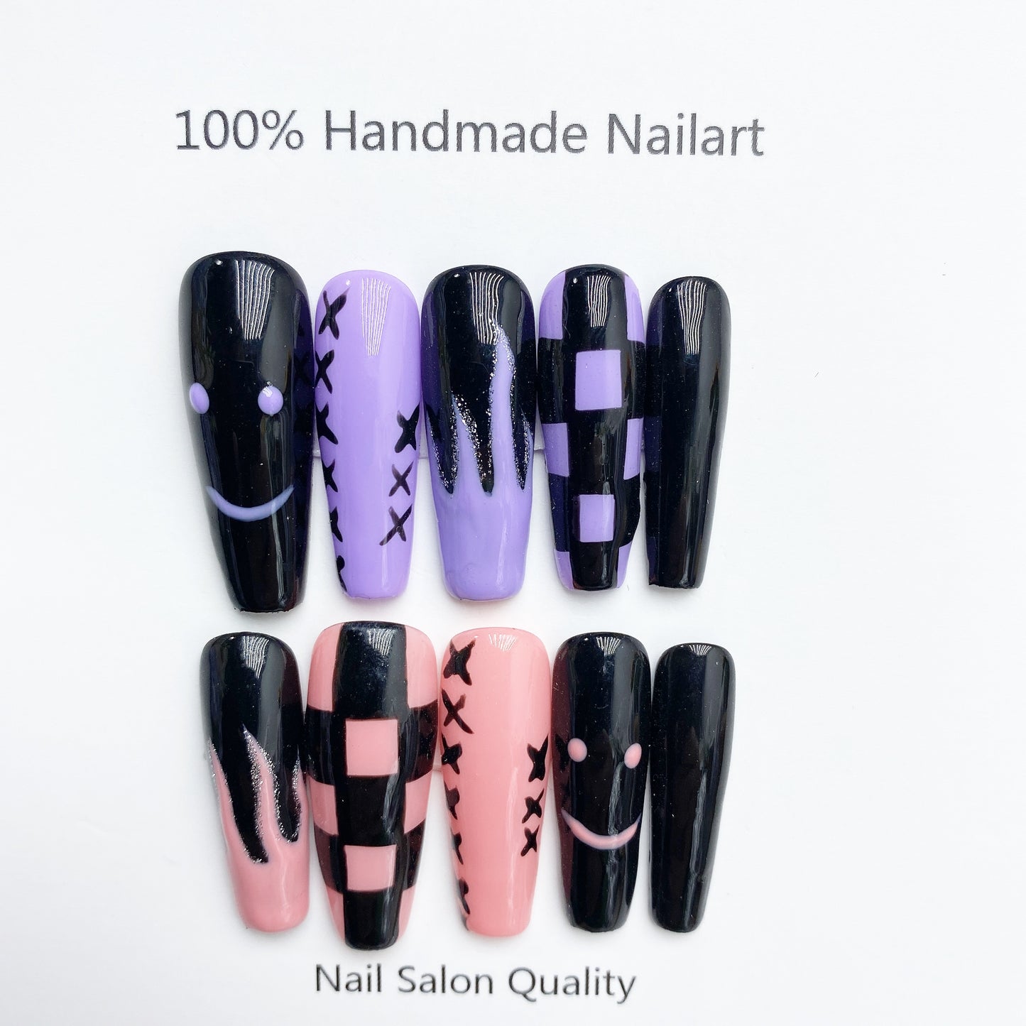 Handmade Nails Press on Nails DIY Nail Art for Woman Girl Nail Design Long Coffin 2023