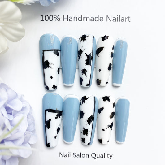 Handmade Nails Press on Nails DIY Nail Art for Woman Girl Nail Design Long Coffin 2023