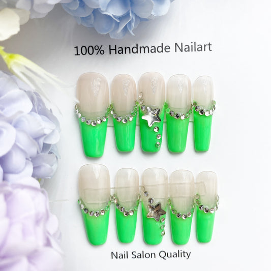 Handmade Nails Press on Nails DIY Nail Art for Woman Girl Nail Design Long Coffin 2023