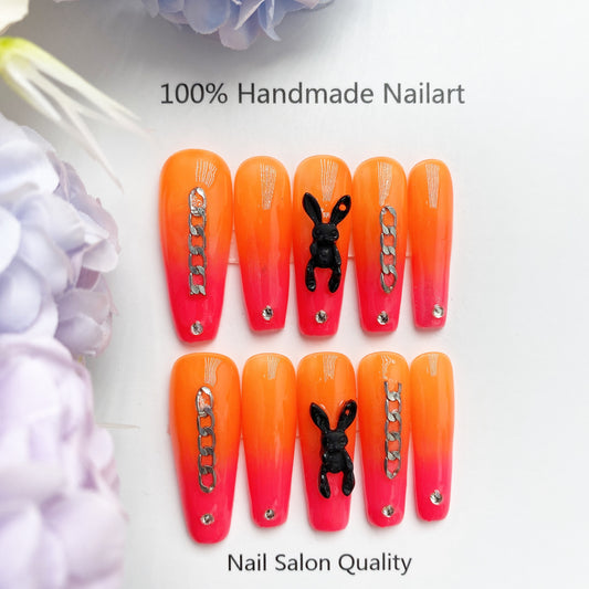 Handmade Nails Press on Nails DIY Nail Art for Woman Girl Nail Design Long Coffin 2023