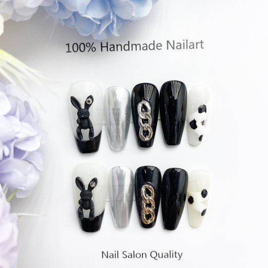 Handmade Nails Press on Nails DIY Nail Art for Woman Girl Nail Design Long Coffin 2023