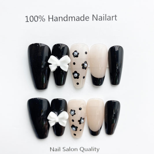 Handmade Nails Press on Nails DIY Nail Art for Woman Girl Nail Design Long Coffin 2023