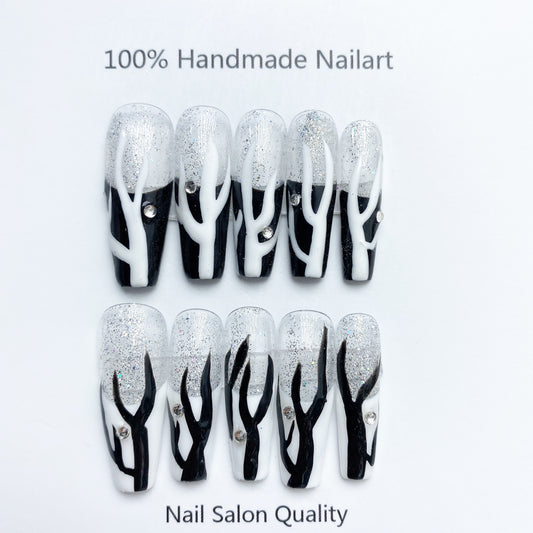 Handmade Nails Press on Nails DIY Nail Art for Woman Girl Nail Design Long Coffin 2023