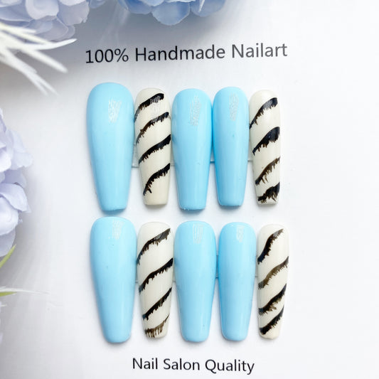 Handmade Nails Press on Nails DIY Nail Art for Woman Girl Nail Design Long Coffin 2023