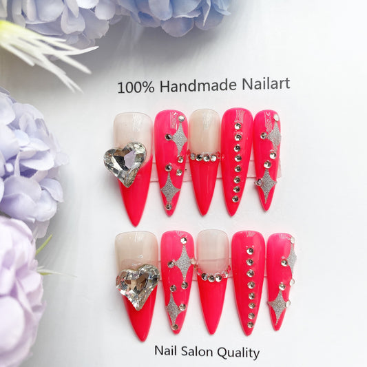 Handmade Nails Press on Nails DIY Nail Art for Woman Girl Nail Design Long Coffin 2023