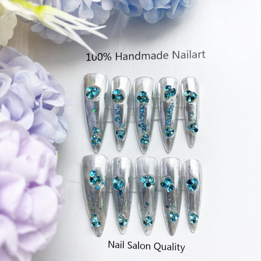 Handmade Nails Press on Nails DIY Nail Art for Woman Girl Nail Design Long Coffin 2023