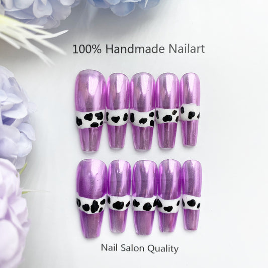 Handmade Nails Press on Nails DIY Nail Art for Woman Girl Nail Design Long Coffin 2023