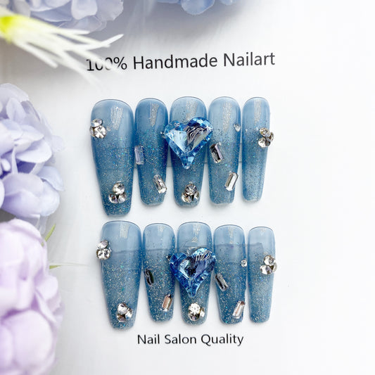 Handmade Nails Press on Nails DIY Nail Art for Woman Girl Nail Design Long Coffin 2023