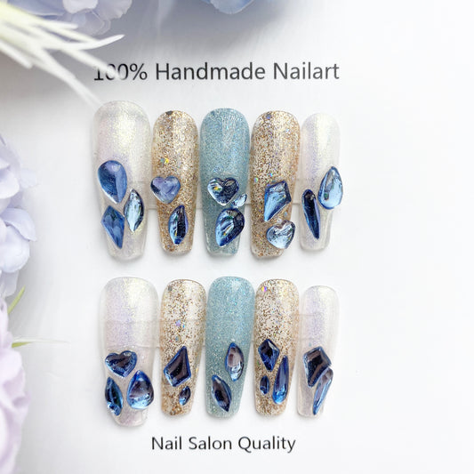 Handmade Nails Press on Nails DIY Nail Art for Woman Girl Nail Design Long Coffin 2023