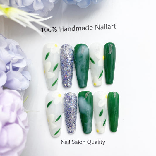 Handmade Nails Press on Nails DIY Nail Art for Woman Girl Nail Design Long Coffin 2023