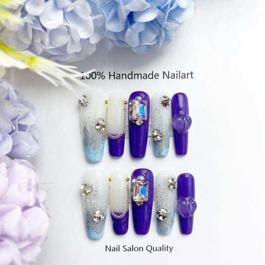 Handmade Nails Press on Nails DIY Nail Art for Woman Girl Nail Design Long Coffin 2023