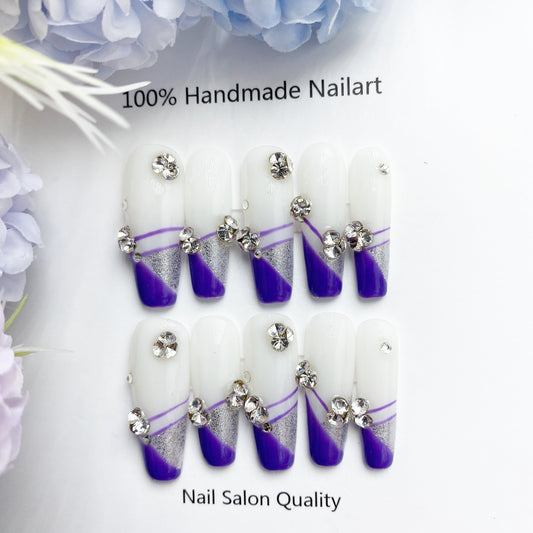 Handmade Nails Press on Nails DIY Nail Art for Woman Girl Nail Design Long Coffin 2023