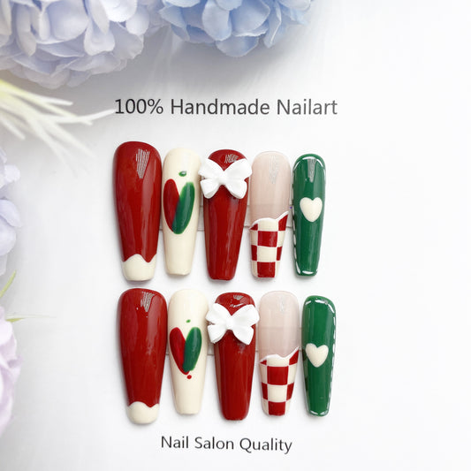 Handmade Nails Press on Nails DIY Nail Art for Woman Girl Nail Design Long Coffin 2023