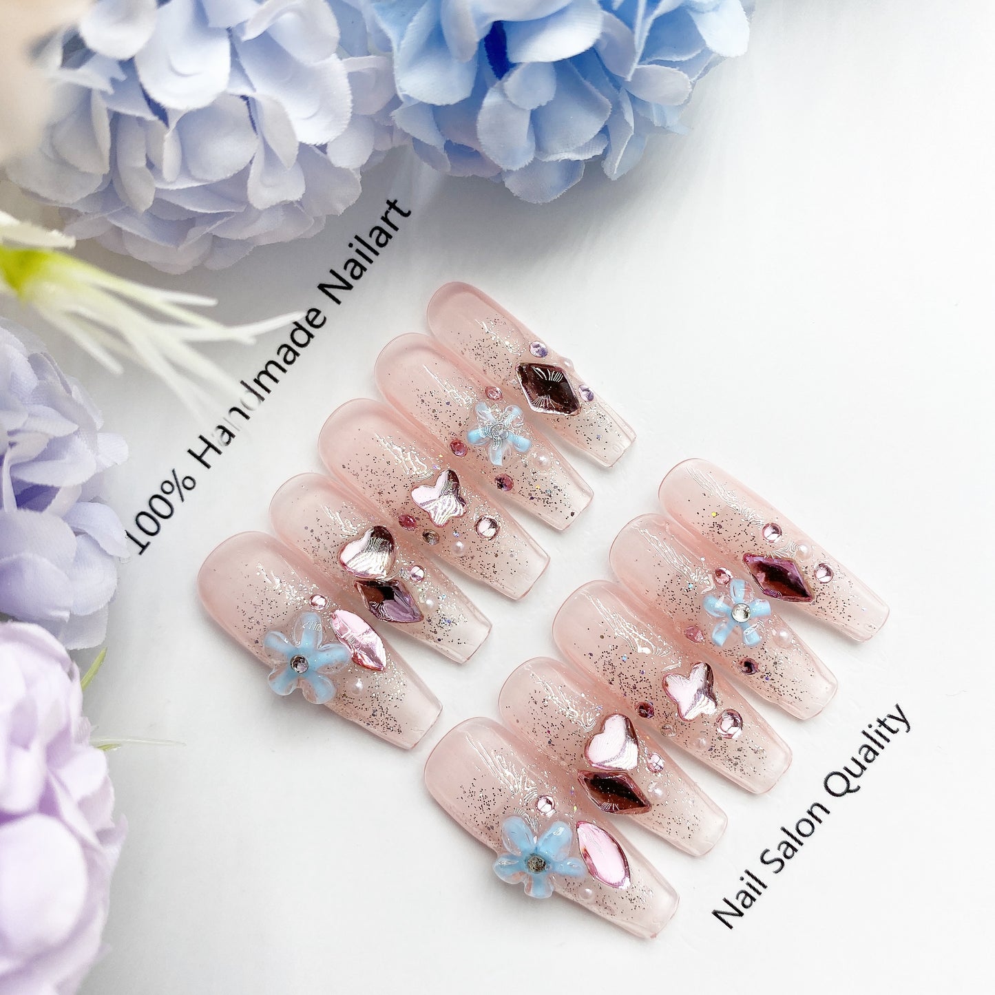 Handmade Nails Press on Nails DIY Nail Art for Woman Girl Nail Design Long Coffin 2023