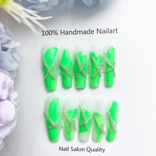 Handmade Nails Press on Nails DIY Nail Art for Woman Girl Nail Design Long Coffin 2023