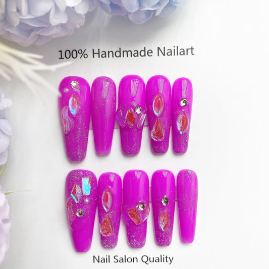 Handmade Nails Press on Nails DIY Nail Art for Woman Girl Nail Design Long Coffin 2023