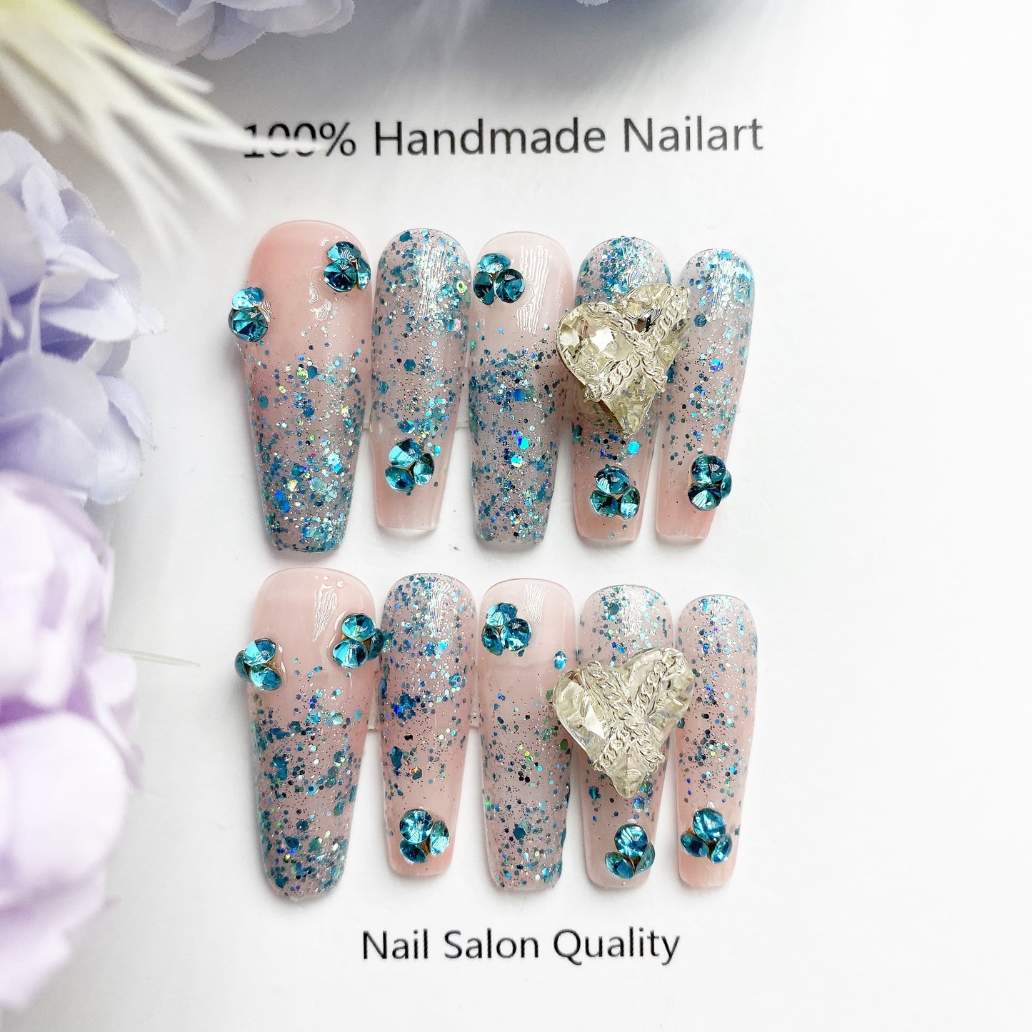 Handmade Nails Press on Nails DIY Nail Art for Woman Girl Nail Design Long Coffin 2023