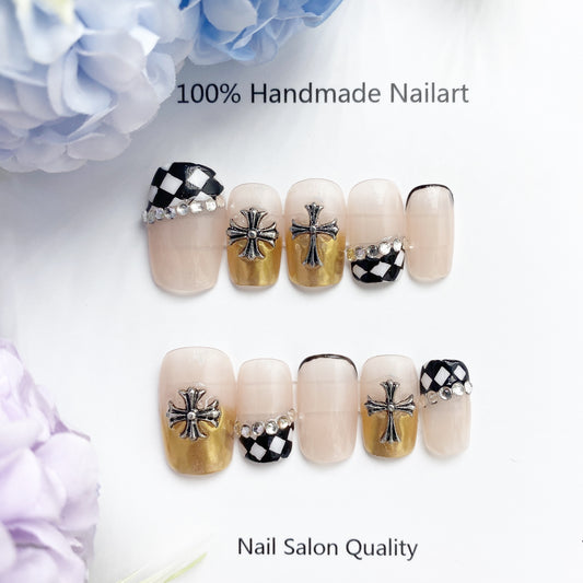 Handmade Nails Press on Nails DIY Nail Art for Woman Girl Nail Design Long Coffin 2023