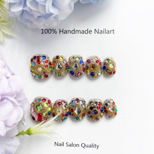 Handmade Nails Press on Nails DIY Nail Art for Woman Girl Nail Design Long Coffin 2023