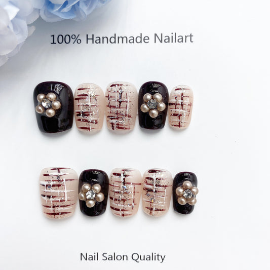 Handmade Nails Press on Nails DIY Nail Art for Woman Girl Nail Design Long Coffin 2023