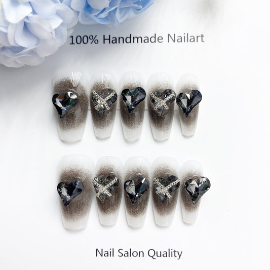 Handmade Nails Press on Nails DIY Nail Art for Woman Girl Nail Design Long Coffin 2023