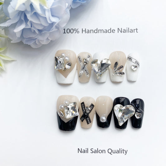 Handmade Nails Press on Nails DIY Nail Art for Woman Girl Nail Design Long Coffin 2023